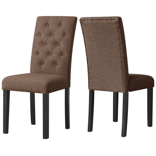 Subrtex Upholstered Parsons Chair Linen Fabric Dining Chair (Set of 2, Brown)**New in box**