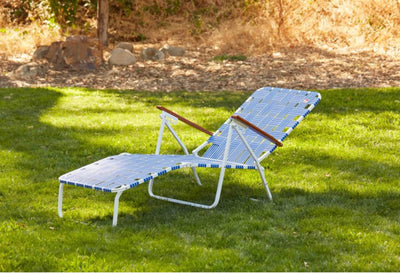 Outdoor Spectator Classic Webbed Folding Chaise Lounger Camp/Lawn Chair (Blue)- NEW!!!