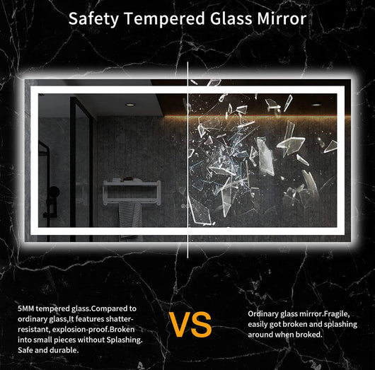 LOAAO 60 x 36 inch LED bathroom mirror with lights, anti-fog, adjustable, backlit + front lighting, wall-lit bathroom vanity mirror, memory function, tempered glass, ETL certification!  -Brand new in the box