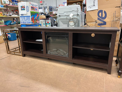 Walker Edison Wren Classic 4 Cubby Fireplace TV Stand for TVs up to 80 Inches, 70 Inch, Espresso!  -Brand new & Assembled but does have some small defect forms shipping, a crack across the top, photos shown