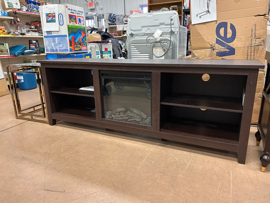 Walker Edison Wren Classic 4 Cubby Fireplace TV Stand for TVs up to 80 Inches, 70 Inch, Espresso!  -Brand new & Assembled but does have some small defect forms shipping, a crack across the top, photos shown
