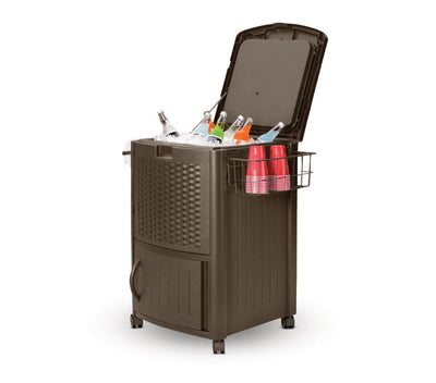 Suncast Wicker Outdoor Patio Cooler Cart- NEW AND ASSEMBLED!!!!