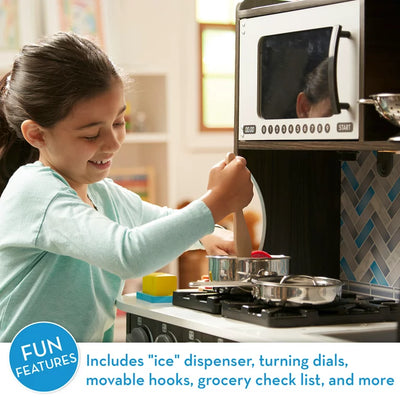 Melissa & Doug Wooden Chef’s Pretend Play Toy Kitchen With “Ice” Cube Dispenser – Charcoal**New in box**
