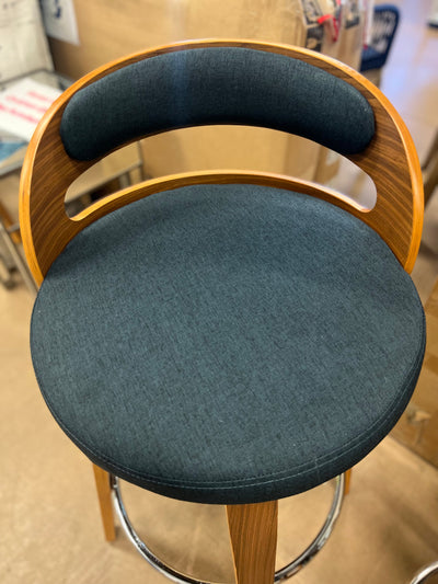 OFM Wood and Navy Fabric Swivel Counter Stool, Set of 2- NEW AND ASSEMBLED!!!!