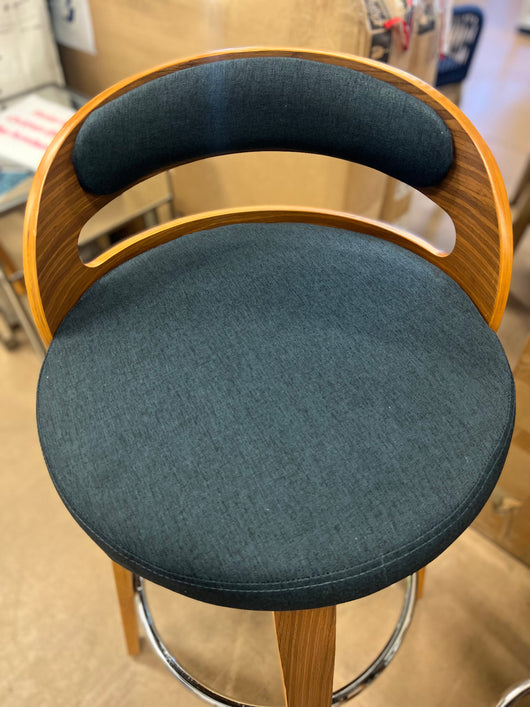 OFM Wood and Navy Fabric Swivel Counter Stool, Set of 2- NEW AND ASSEMBLED!!!!