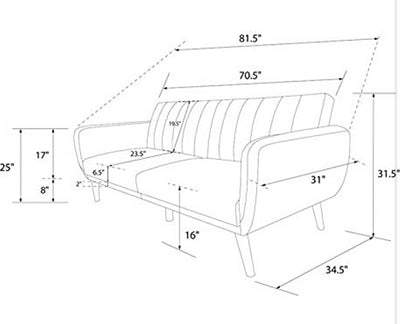 Novogratz Brittany Sofa Futon - Premium Upholstery and Wooden Legs - Dark Gray!  -Brand new and assembled