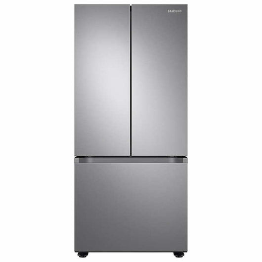 Samsung 22 cu. ft. Smart 3-Door French Door Refrigerator (new with factory plastic still on it. Small dents shown)