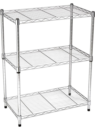 AmazonBasics 4-Shelf Shelving Storage Unit on 3'' Wheel Casters, Chrome Silver!! NEW IN BOX!!