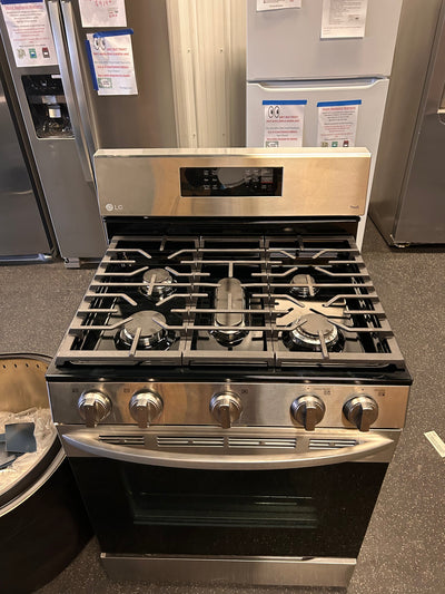 LG Airfry Smart Wi-Fi enabled 30-in 5 Burners 5.8-cu ft Self-cleaning Air Fry Convection Oven Freestanding Gas Range (Stainless Steel)!  -Brand new out of the box (Is missing original booklet)