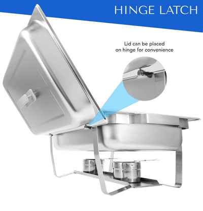 ALPHA LIVING 70014-GRAY 4 Pack 8QT Chafing Dish High Grade Stainless Steel Chafer Complete Set, 8 QT, Alpine Gray Handle- NEW IN BOX!!!!