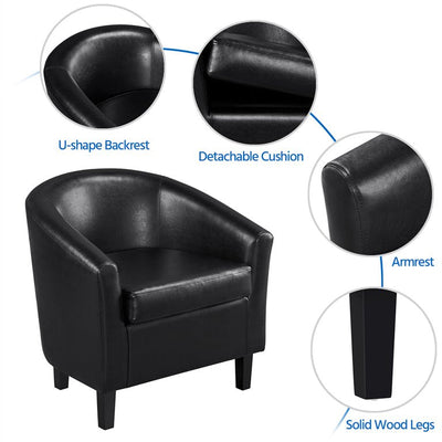 Easyfashion Contemporary Faux Leather Club Chair and Ottoman Set, Black! -NEW!