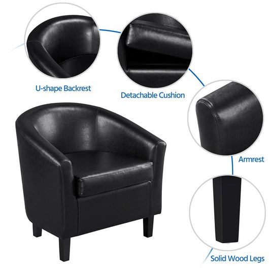 Easyfashion Contemporary Faux Leather Club Chair and Ottoman Set, Black! -NEW!
