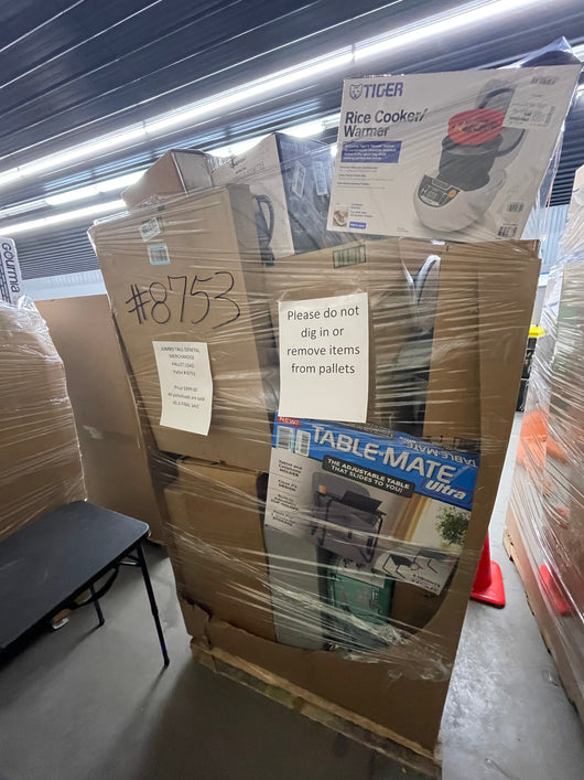 Jumbo huge liquidation pallet- over 7 ft tall ! Pallet number 8753