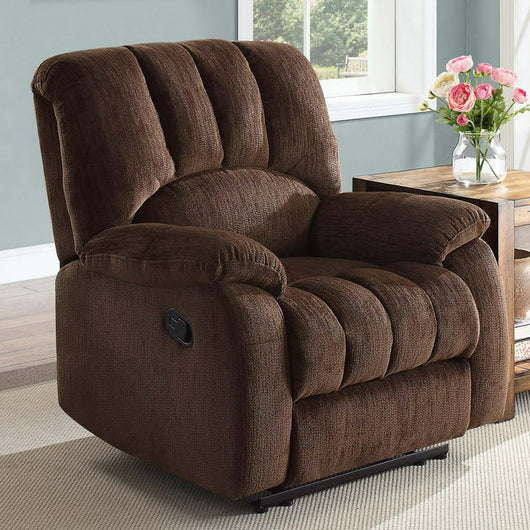 Mainstays Small Space Recliner with Pocketed Comfort Coils, Upholstered,Brown**New and assembled**