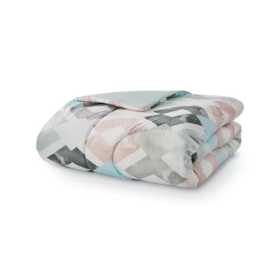 Mainstays Pink and Teal Diamond 8 Piece Bed in a Bag Comforter Set With Sheets, Twin/Twin XL**New**