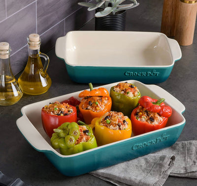 Crock-Pot 2-Piece Ceramic Bakeware Set, 2-Piece, Teal- BRAND NEW!!!