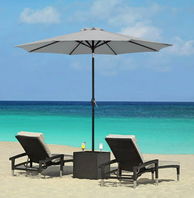 Lacoo 9' Grey Patio Umbrella Outdoor Market Table Umbrella with Push Button Tilt, 8 Sturdy Ribs- NEW IN BOX!!!!