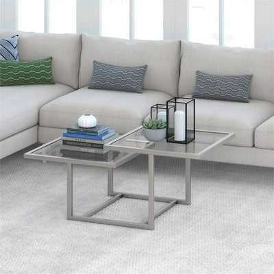 Evelyn&Zoe Contemporary Metal Two-Tier Coffee Table with Glass Top**New in box**