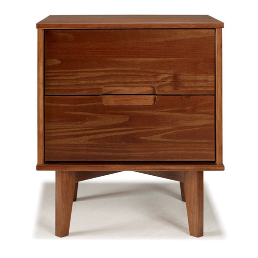 Walker Edison Mid Century Modern 2 Drawer Wood Nightstand - Walnut**New in Box**
