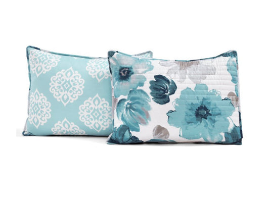 Lush Decor Leah Floral Print Soft Microfiber Reversible Quilt, Full/Queen, Blue, 2-3 Piece Set- NEW IN BAG!!!