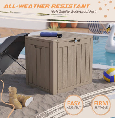 LACOO 32 Gallon Resin and Plastic Deck Box, Light Brown- NEW AND ASSEMBLED!!!!