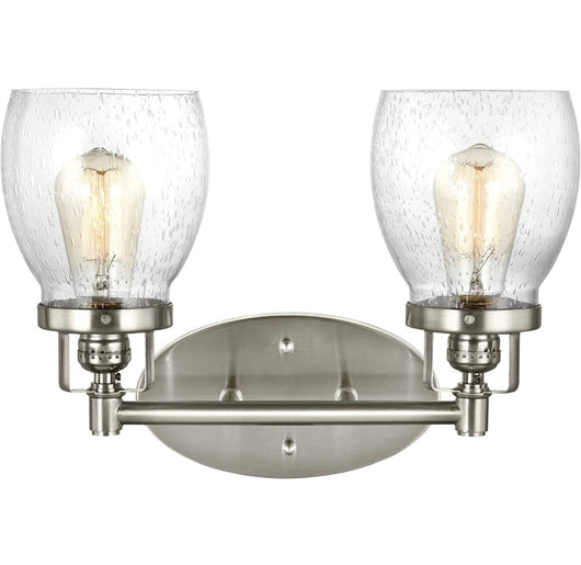 Sea Gull Lighting 4414502-962 Belton Two Light Wall / Bath Vanity Style Lights, Brushed Nickel Finish- NEW IN BOX!!!