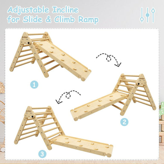 Banasuper Pikler Triangle Foldable Wooden Climbing Triangle Ladder with Ramp for Sliding Climbing Indoor Home Climber for Toddlers Children!  -Brand new in the box