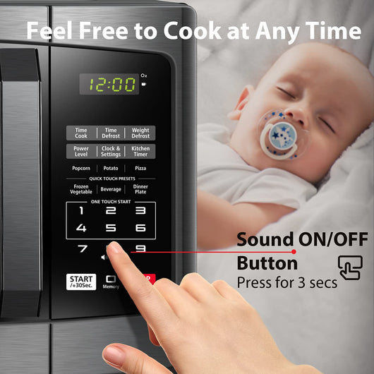 TOSHIBA EM925A5A-BS Countertop Microwave Oven, 0.9 Cu Ft With 10.6 Inch Removable Turntable, 900W, 6 Auto Menus, Mute Function & ECO Mode, Child Lock, LED Lighting, Black Stainless Steel**New,small dents from shipping**