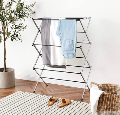 Amazon Basics Foldable Laundry Rack for Air Drying Clothing - 41.8" x 29.5" x 14.5", Chrome- NEW IN BOX!!!