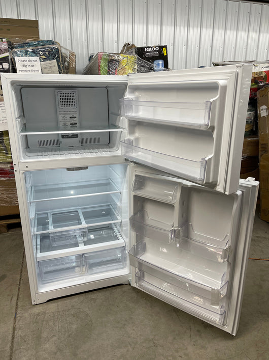 GE  Garage-Ready 21.9-cu ft Top-Freezer Refrigerator (White)- new / scratch & dent