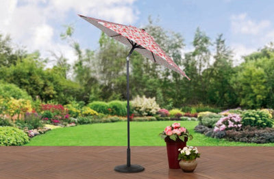 Mainstays Outdoor 7.5' Floral Print Round Push-up Market Patio Umbrella- NEW!!!!