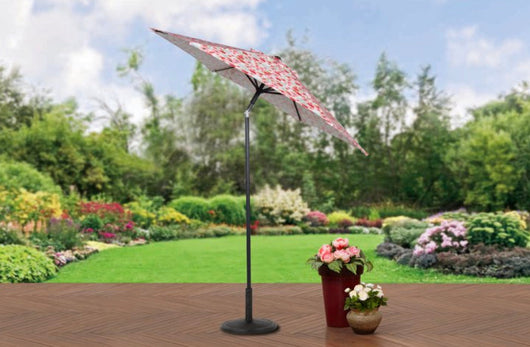 Mainstays Outdoor 7.5' Floral Print Round Push-up Market Patio Umbrella- NEW!!!!
