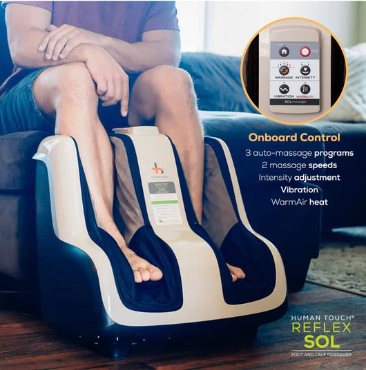 Human Touch Reflex SOL Foot & Calf Massager w/ Heat - Plantar Fasciitis Relief + Circulation + Shiatsu Deep Kneading + Vibrating for Stress + Compression - Adjustable for Women and Men up to Size 12!! NEW IN BOX!!
