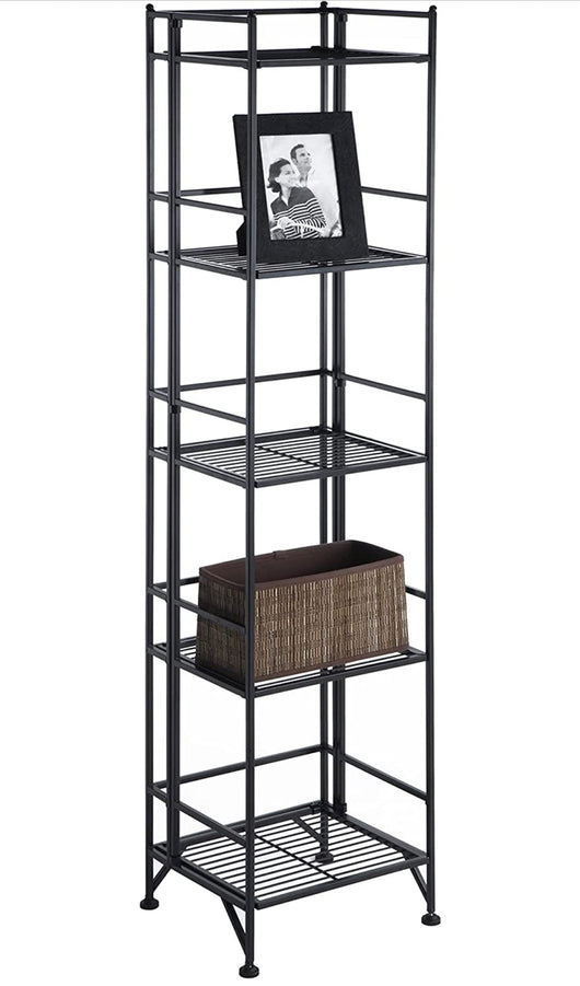 Convenience Concepts Xtra Storage 5 Tier Folding Metal Shelf, Black- NEW OUT OF BOX!!!