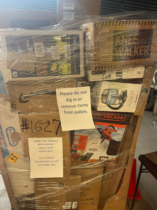 Jumbo huge liquidation pallet- over 7 ft tall ! Pallet number 1627