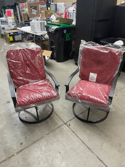 Mainstays Belden Park 3-Piece Outdoor Furniture Patio Bistro Set, Red**New and assembled, missing table**