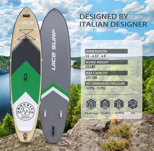 UICE Grey Wood Inflatable Stand Up Paddle Board- NEW IN BOX!!!