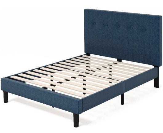 ZINUS Omkaram Upholstered Platform Bed Frame / Mattress Foundation / Wood Slat Support / No Box Spring Needed / Easy Assembly, Queen- new in box