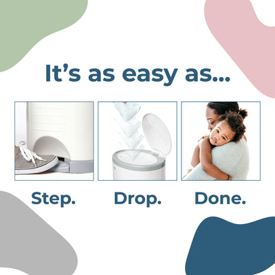 Dekor Plus Hands-Free Diaper Pail | White | Easiest to Use | Just Step – Drop – Done | Doesn’t Absorb Odors | 20 Second Bag Change | Most Economical Refill System |Great for Cloth Diapers**New**