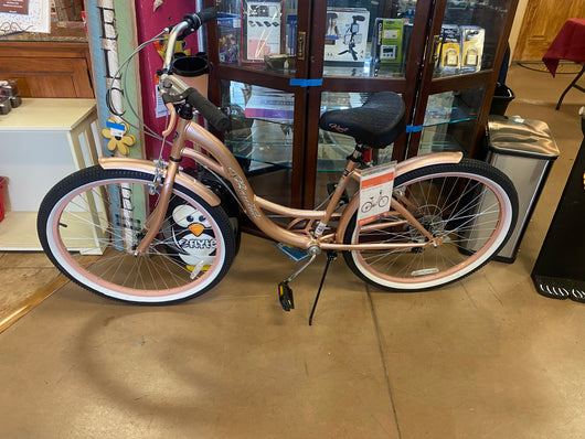 Kent 26 In. Bayside Women's Cruiser Bike, Rose Gold- NEW AND ASSEMBLED!!! (some spokes on both rims are out of adjustment but bike still rides fine!!)