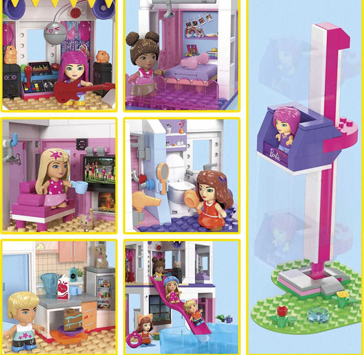 Mega Barbie Color Reveal Building Toys Dreamhouse with 30+ Surprises, 5 Micro Dolls and 6 Pets, Ages 4 and up- NEW IN BOX!!!!
