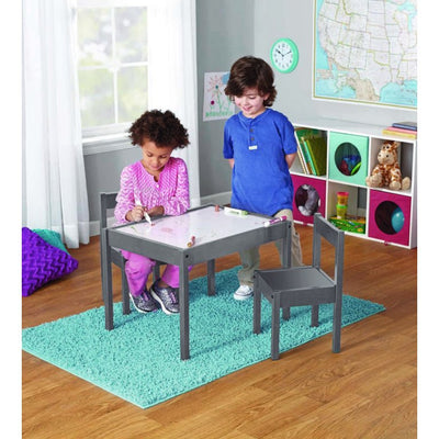 Your Zone 3-Piece Dry Erase Activity Table Play Set - Gray, 25" x 19" x 18"**New in box**