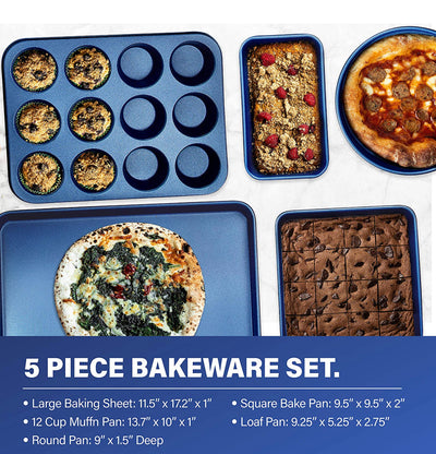 Granitestone Blue 20 Piece Pots and Pans Set, Complete Cookware & Bakeware Set with Ultra Nonstick Durable Mineral & Diamond Surface, Stainless Stay Cool Handles Oven & Dishwasher Safe, 100% PFOA Free- new in box