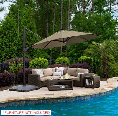Seasons Sentry 11' LED Solar Round Cantilever Umbrella,Brown!! NEW IN BOX!!