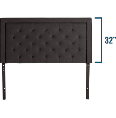 LUCID Bordered Upholstered Headboard with Diamond Tufting, Queen, Charcoal- NEW IN BOX!!!