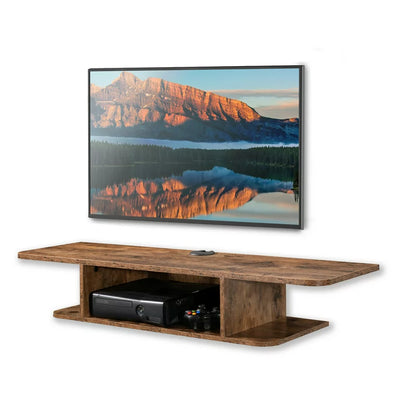 FITUEYES Wall Mounted Entertainment Center 2 Tier Modern Floating TV Stand Media Console, Brown**New in box**
