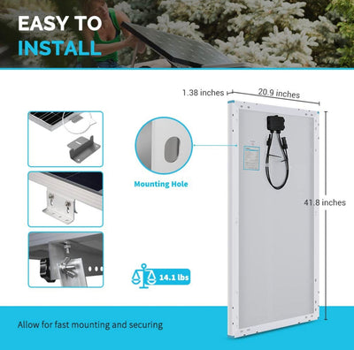 Renogy Solar Panel 100 Watt 12 Volt, High-Efficiency Monocrystalline PV Module Power Charger for RV Marine Rooftop Farm Battery and Other Off-Grid Applications,Single!! NEW IN BOX!!
