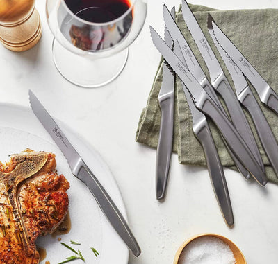 HENCKELS Steak Knife Set of 8, Stainless Steel Knife Set, Silver!! NEW IN BOX!!