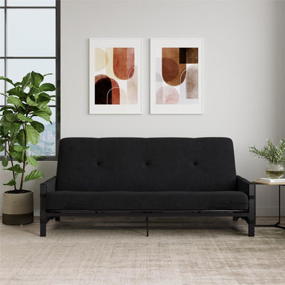 DHP Fairview Metal and Storage Arm Futon with 6" Mattress, Black**New in Box**