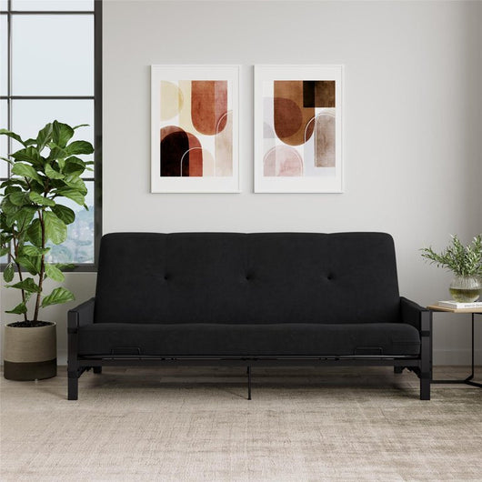 DHP Fairview Metal and Storage Arm Futon with 6" Mattress, Black**New in Box**